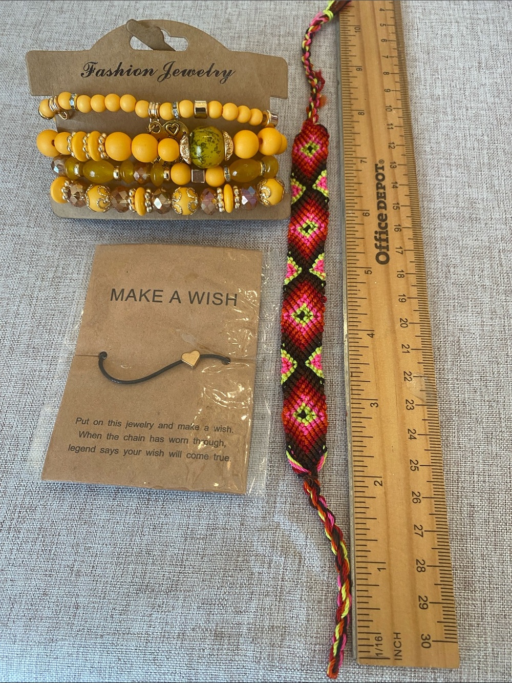 Fashion Jewelry Yellow Beaded Bracelet Stack with Charm ALL 3